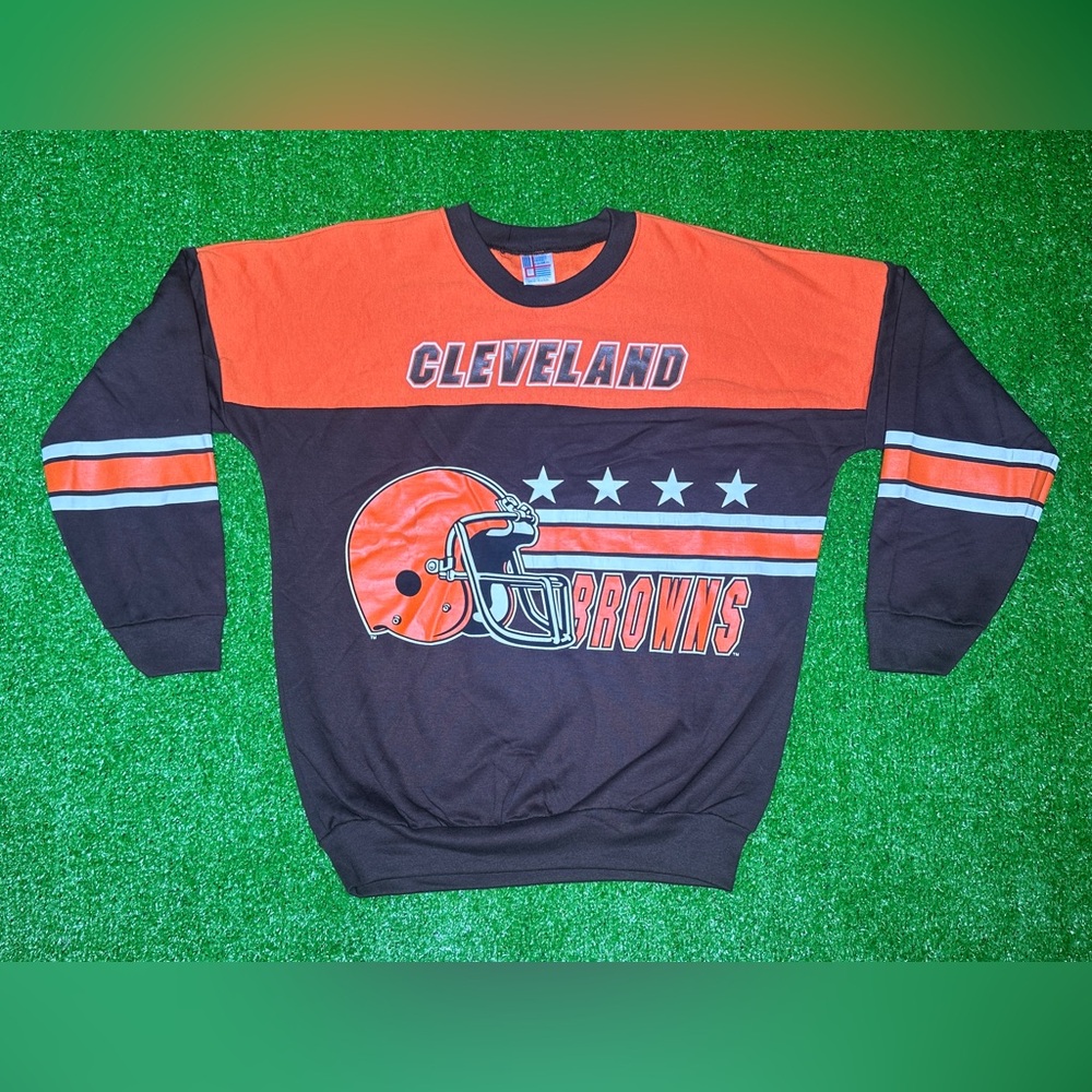 Vintage NFL Cleveland Browns Size Large Pull Over Sweater 90's - Made in USA